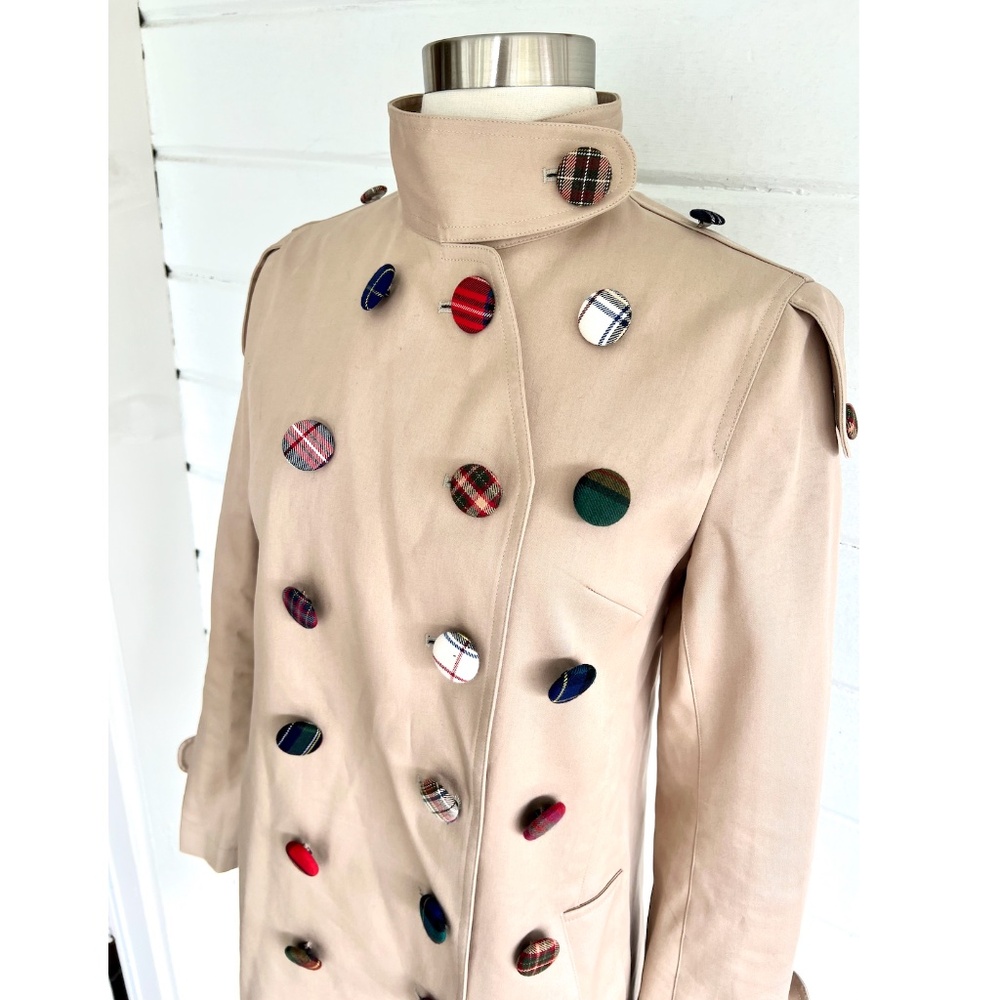 RAMDANE by Ramdame Touhami Trench Coat with Surplus Plaid Buttons - M - Picture 4 of 16